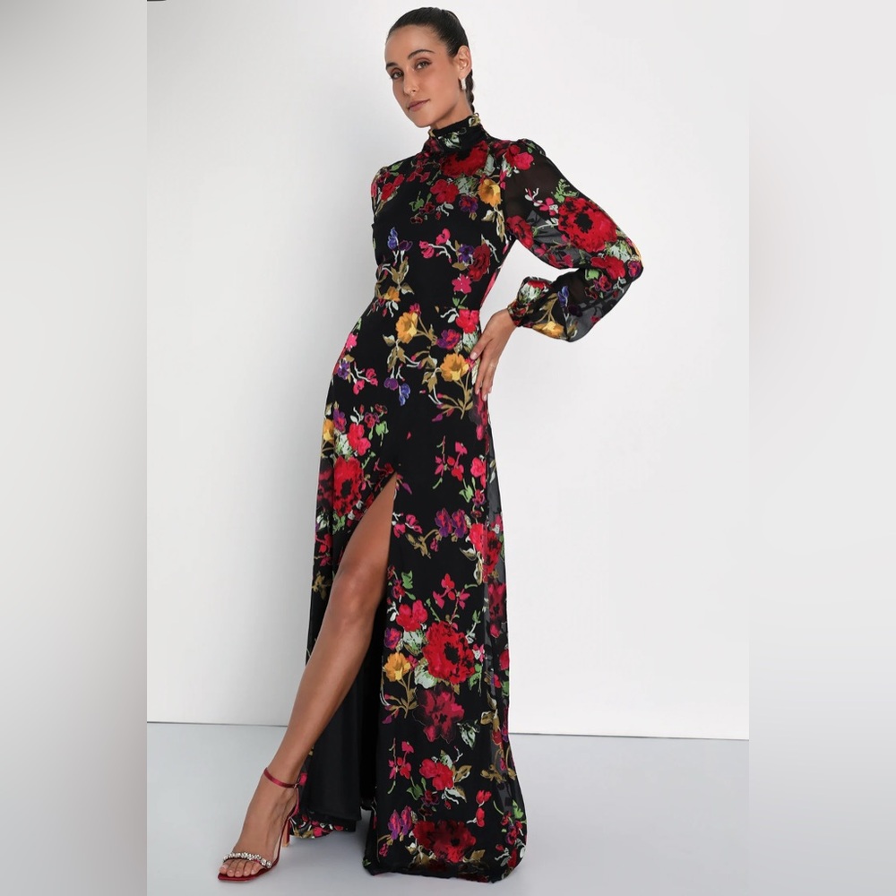 Lulu's Floral Long Sleeve Maxi Dress